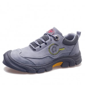Men Cowhide Leather Breathable Splicing Toe Protected Non Slip Casual Working Shoes