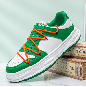 Men Microfiber Breathable Hollow Out Soft Sole One Size Smaller Color Splicing Court Shoes