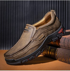 Men Comfy Slip On Loafers Slip Resistant Soft Casual Business Walking Leather Shoes