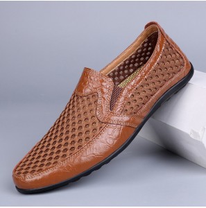 Men Genuine Leather Breathable Non Slip Comforty Leisure Bussiness Shoes
