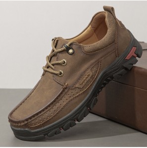 Men Genuine Leather Slip Resistant Soft Sole Casual Business Shoes