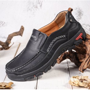 Men Retro Microfiber Leather Comfy Slip-on Outdoor Non Slip Casual Flat Shoes