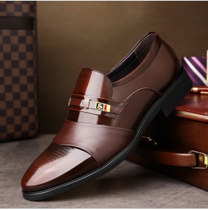 Men Leather Comfy Soft Sole Pointy Toe Oxford Slip On Casual Business Shoes