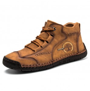 Menico Men Vintage Hand Stitching Soft Business Casual Ankle Boots