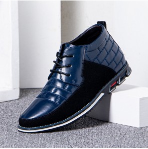 Men Round Toe Comfy Soft Sole Lace-up Business Casual Leather Ankle Boots