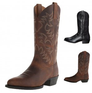 Men Classic Pointed Toe Comfy Wearable Mid-calf Cowboy Boots