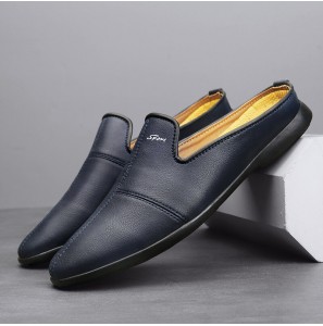 Men Microfiber Leather Soft Sole Sling Back Non Slip Closed Toe Flat Casual Slippers