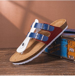 Men Breathable Non Slip Cork Bottom Beach Flip Flops Casual Slippers